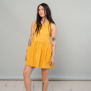 Nooworks Big Pocket Dress in Mustard Twill